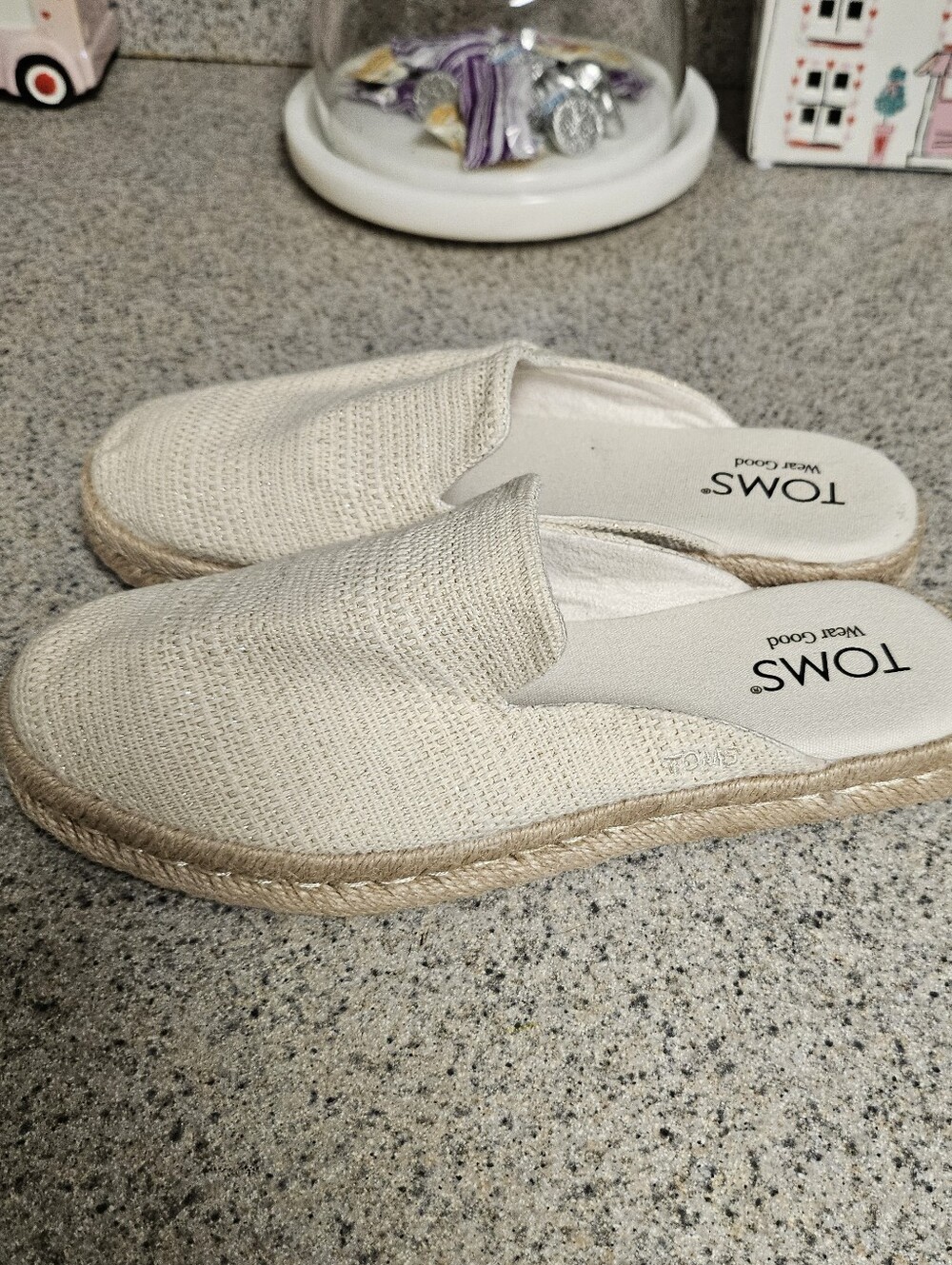 TOMS Women's Cream Espadrille Slip-On Mules